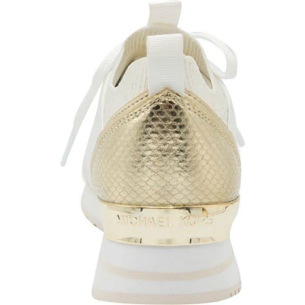 Michael Kors Dash Knit Trainer NIB Tennis Shoe Sneaker Gold White Size 9 - Picture 9 of 10